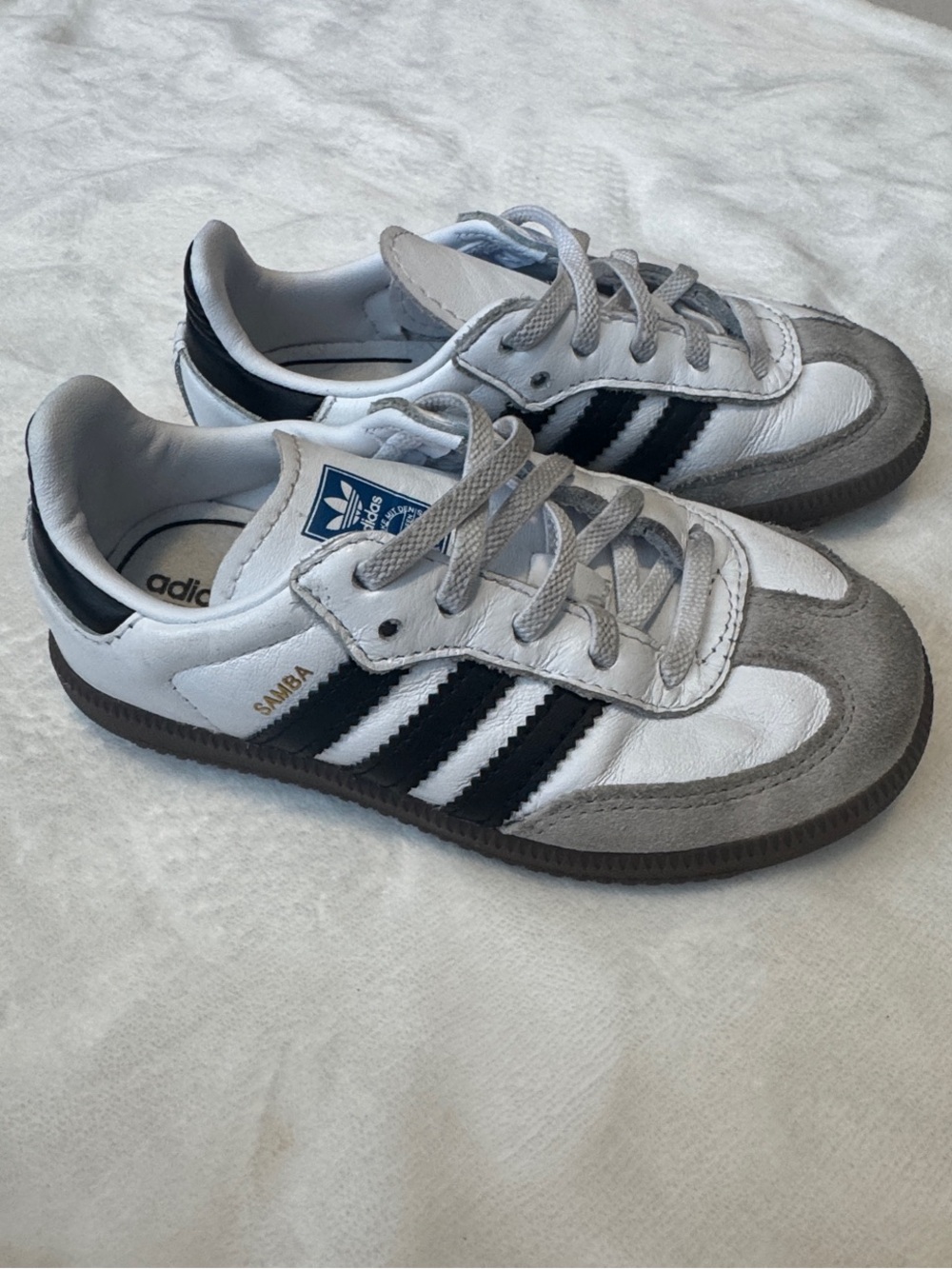 adidas Samba Kids White, Black & Gray Classic Sneakers